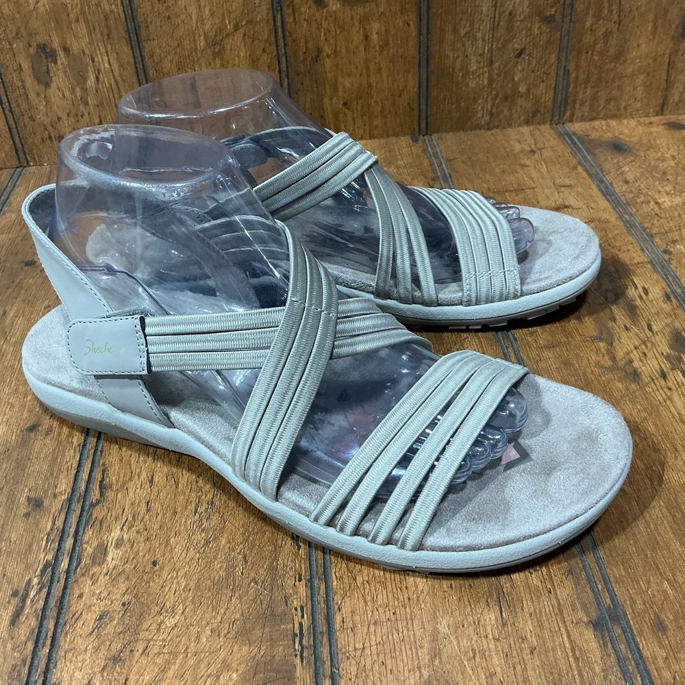 Skechers Women's Size 9.5 Wide Reggae Slim Strap Memory Foam Sandals 164036W